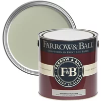 Farrow & Ball 2.5L paint can, Vert de Terre No. 234, with green lid, maroon label, and F&B logo.