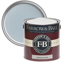 Farrow & Ball 5L paint can, Parma Gray No. 27, with maroon label and silver lid, durable washable emulsion.