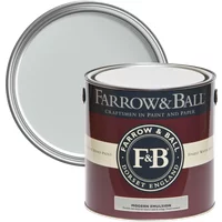 Farrow & Ball Modern Emulsion 5L paint can, Skylight No. 205, maroon label with white lid, durable and washable.
