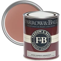 Farrow & Ball 2.5L wood primer can, red label with black lid, for red and warm tones.