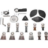 Fein StarlockMax set with silver blades, sanding pads, and black handle for interior work.