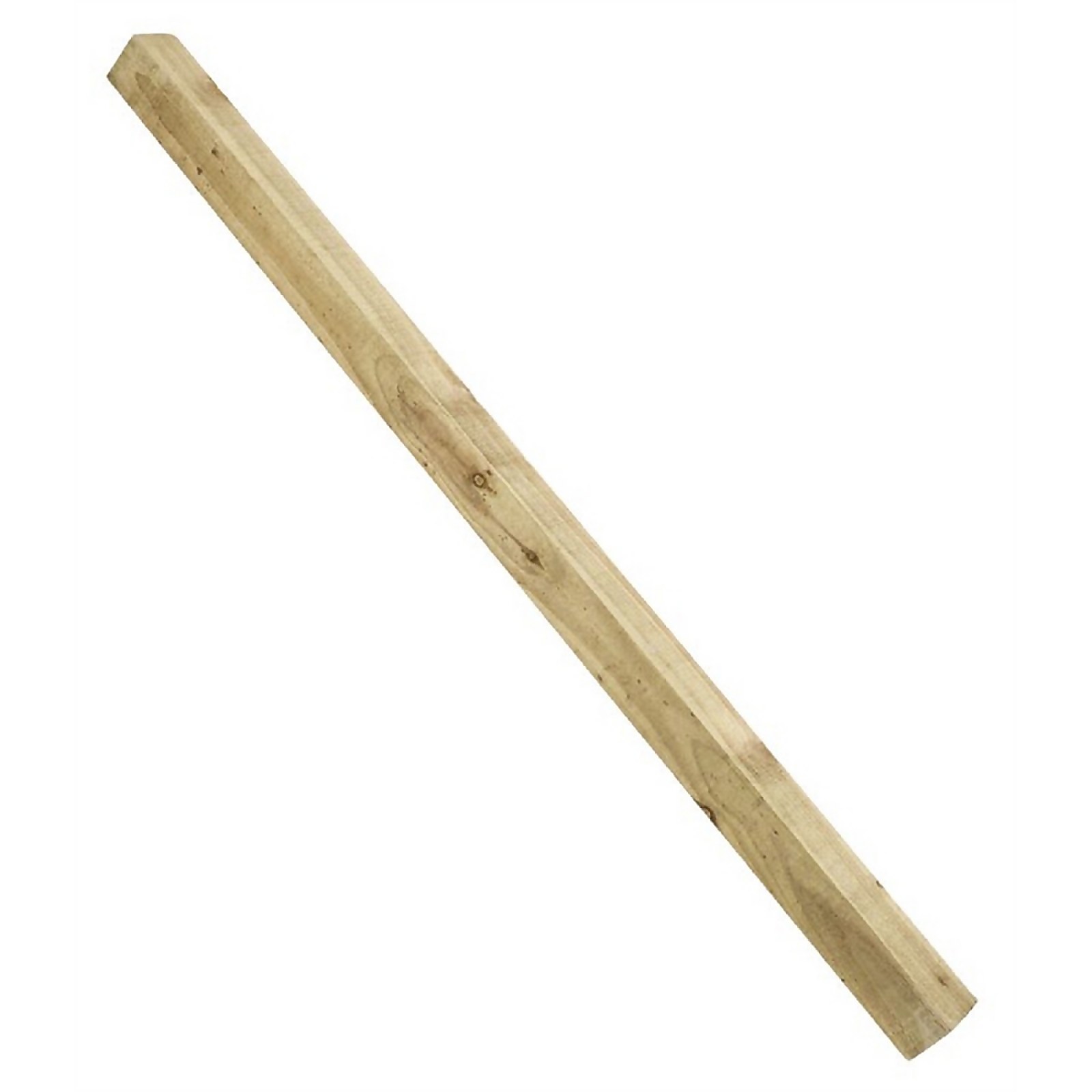Light brown wooden fence post measuring 1.8m, with dimensions of 1800 x 75 x 75mm, featuring a smooth surface and natural wood grain.