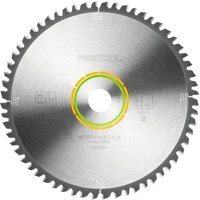 Festool 60 Tooth Universal Saw Blade, silver with green and yellow center ring, 260mm diameter, 30mm arbor hole.