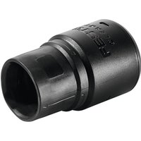 Black Festool hose coupling sleeve with cylindrical shape and embossed logo on the surface.