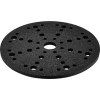 Black Festool 150mm sander interface pad with multiple holes for dust extraction.