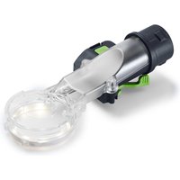 Clear Festool LM-OF 1400 dust extraction light module with black and green accents for OF1400 routers.