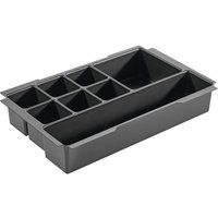 Black Festool organiser insert with multiple compartments for Systainer SYS3 S 76 case, rectangular shape.
