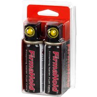 Firmahold Second Fix Gas Nail Fuel Cell, twin pack, black and red canisters with yellow caps, in clear packaging.