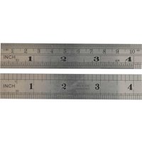 Steel rule by Fisher Steel Engineers, silver with inch markings, black numbers, and fine measurement lines.