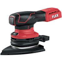Red and black Flex cordless compact delta sander with ergonomic grip and triangular sanding pad.