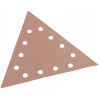 Triangular sanding paper with hook & loop backing, 100 grit, featuring multiple circular holes, pack of 25 by Flex Power Tools.
