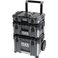 Gray Flex TKL SP SET 1 wheeled tool case combo with stackable boxes, black handles, and rugged wheels.
