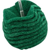 Green Flexipads Scruff Ball 75mm with layered abrasive pads and metal attachment shaft.