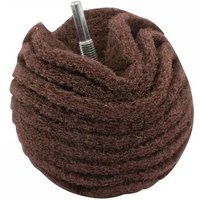 Maroon Flexipads Scruff Ball, 75mm, with spiral abrasive surface and metal attachment stem.