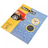 Flexovit waterproof sanding sheets pack with blue water droplet design and yellow branding, size 230 x 280mm.