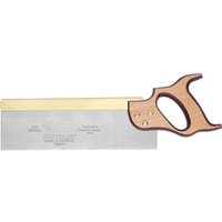 Brass back tenon saw with wooden handle, silver blade, and engraved Footprint logo.