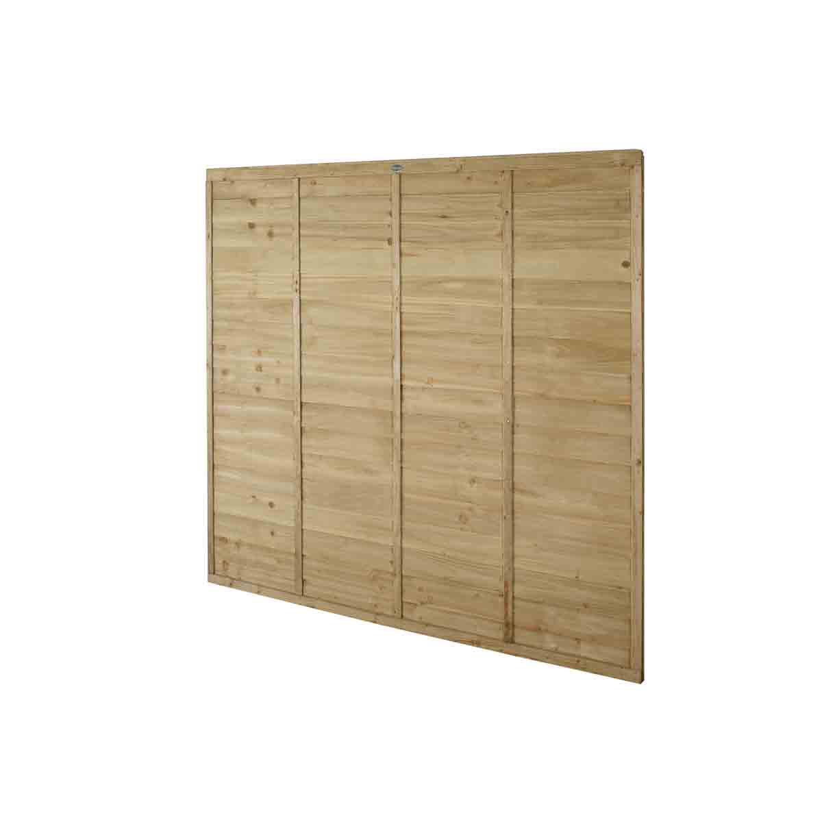 Brown pressure-treated wooden fence panel measuring 6' x 6', featuring a superlap design with vertical slats and a smooth finish, ideal for garden boundaries.