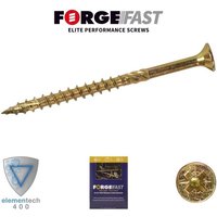 ForgeFast 4.5x50mm Elite Fast-Start gold woodscrew with sharp tip and spiral thread, box of 200.
