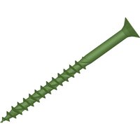 Green Forgefix countersunk Torx decking screw with threaded shank and pointed tip.