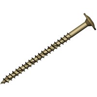 Gold Forgefix wafer head Torx construction screw with sharp tip and spiral threads.