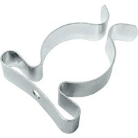 Zinc plated tool clip by Forgefix, silver, circular design with two curved prongs and a central mounting hole.