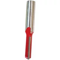 Freud Router Bit by Bosch, 12.7mm x 50mm, 1/2 inch straight, silver top with red base.