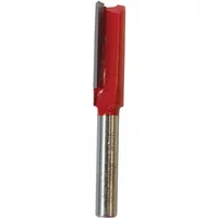 Freud 6.4mm x 6.4mm straight router bit with red coating and silver shank, 1/4 inch diameter.
