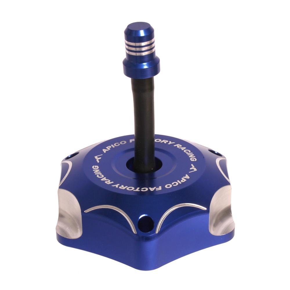 Blue alloy fuel cap with a hexagonal design, featuring a central black rubber seal and silver accents, designed for various Yamaha models from 2000 to 2026.