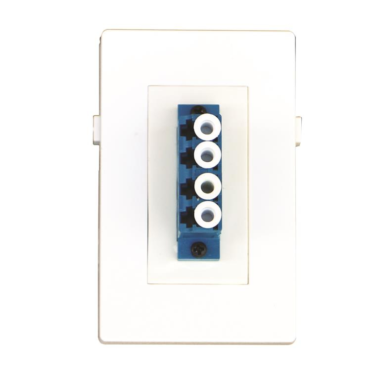 White Garbot LC 4x module features four blue F/F connectors, mounted on a rectangular white panel with a sleek design and visible mounting holes.