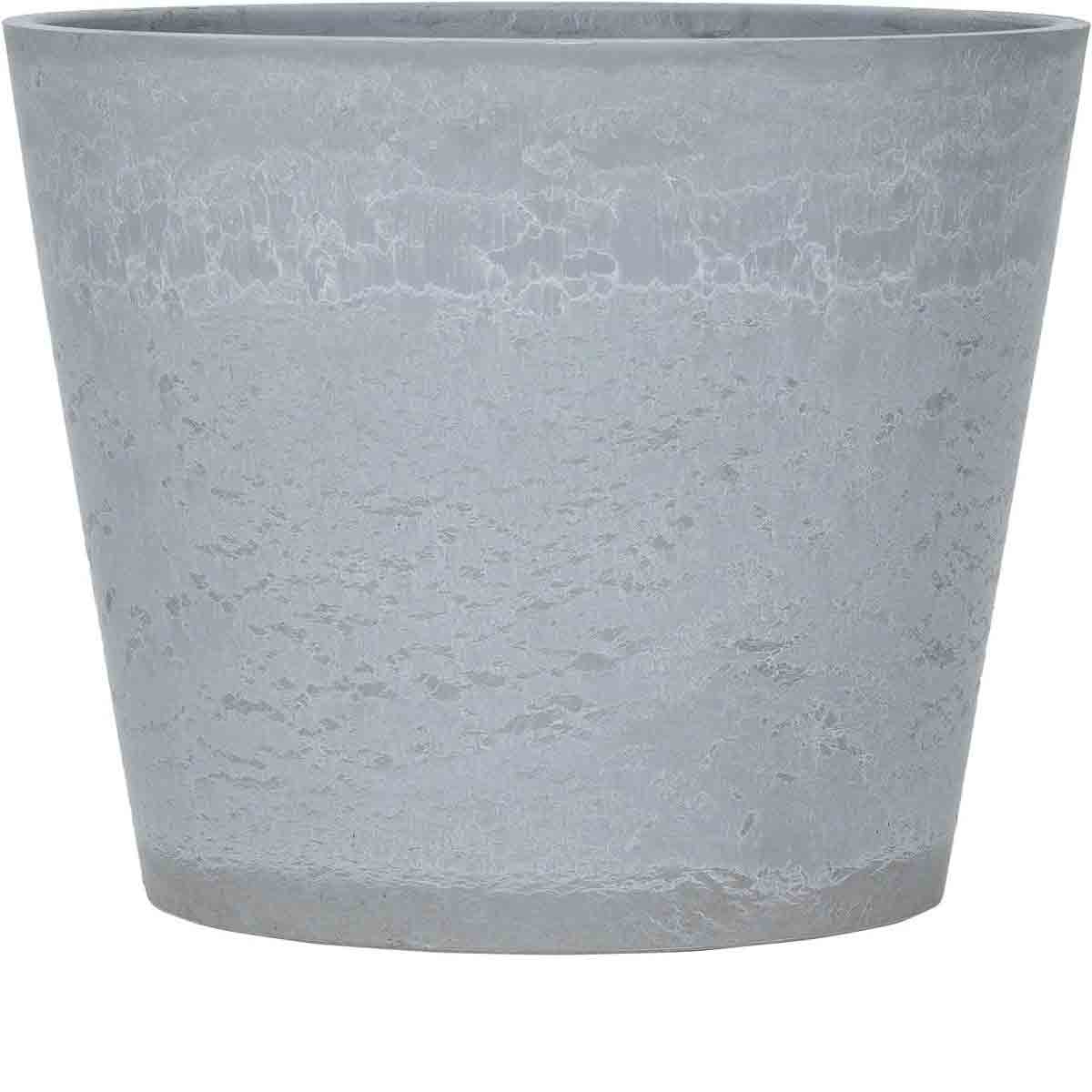 Gray marble effect planter with a tapered design, made from durable material, measuring 50cm in diameter, perfect for indoor or outdoor plants.
