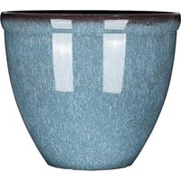Blue Garden Gear Glazed Effect Planter with a glossy finish and rounded rim.