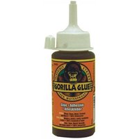 Brown Gorilla Glue bottle with orange label, pointed white nozzle, and gorilla logo.