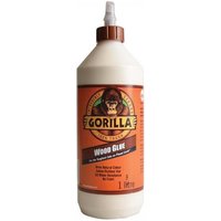 Gorilla Glue PVA Wood Glue 1 Litre, white bottle with brown cap and orange label featuring gorilla logo.