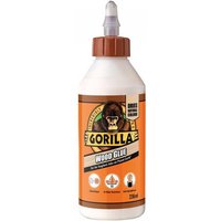 Gorilla PVA Wood Glue 236ml bottle with orange label, brown cap, and gorilla logo.