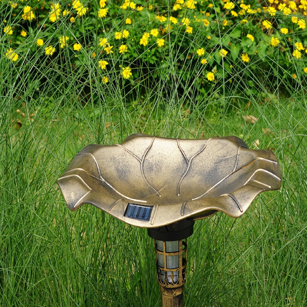 Gr8 Garden Bronze Effect Pedestal Solar Powered Bird Bath Feeder with Planter - image 3