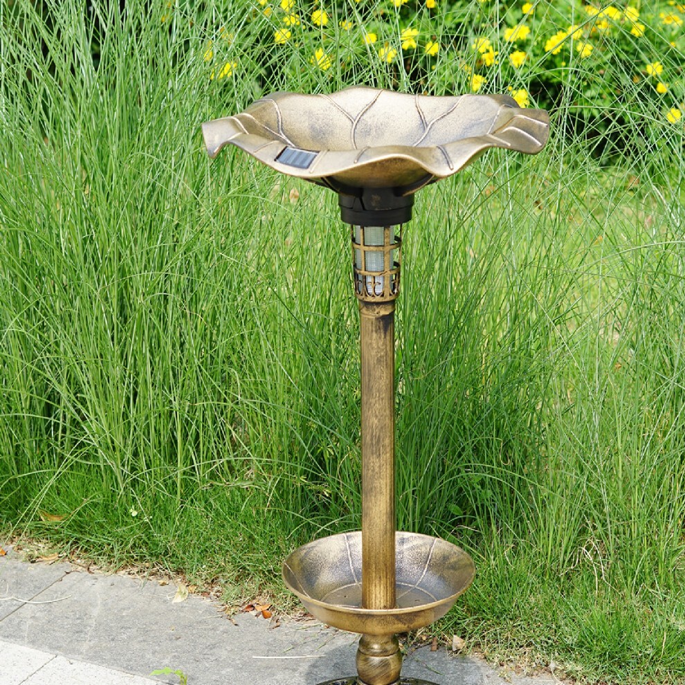 Gr8 Garden Bronze Effect Pedestal Solar Powered Bird Bath Feeder with Planter - image 4