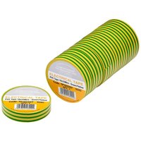 Green/yellow striped PVC electrical insulation tape rolls, 19mm x 33m, pack of 10, by Draper Tools.