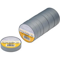 Grey PVC electrical insulation tape rolls, 19mm x 33m, pack of 10, by Draper Tools, with yellow and white labels.
