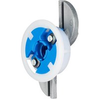 Blue and white Gripit plasterboard fixing with metal wings, circular design, pack of four.