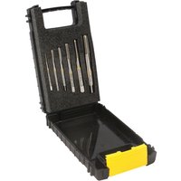 Black plastic case with six silver metal hand taps, sizes M3 to M10, secured in foam insert.