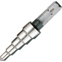 Halls XS High Speed Steel Step Drill with silver stepped design and hexagonal shank for precise drilling.