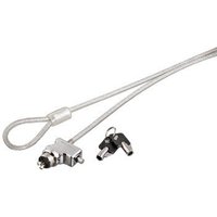 White Hama pull cable lock 1.8 m with looped end, metal locking mechanism, and two black keys.