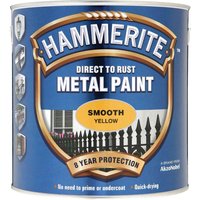 Hammerite Direct to Rust Smooth Finish Metal Paint Yellow 2.5L - image 3