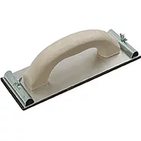 Beige Spear and Jackson hand sander with rectangular base and metal clamps on each end.