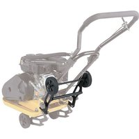 Black Handy folding wheel kit with two wheels, designed to fit specific THLC models, attached to a blurred machine.