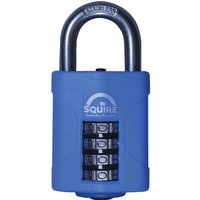 Blue Henry Squire marine padlock with rust-proof body and four-digit combination dial.