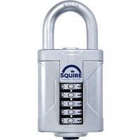 Silver Henry Squire Vulcan padlock with boron shackle and four-digit combination dial.
