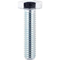 Hexagon high tensile set screw, zinc plated, with threaded shaft and flat hexagonal head by Timco.