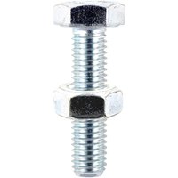 Zinc-plated hexagon set screw and nut by Timco, featuring a shiny silver finish and threaded design.