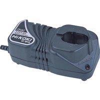 Gray Hikoki UC18YG battery charger with a black charging slot and LED indicator, compatible with 7.2-18V batteries.
